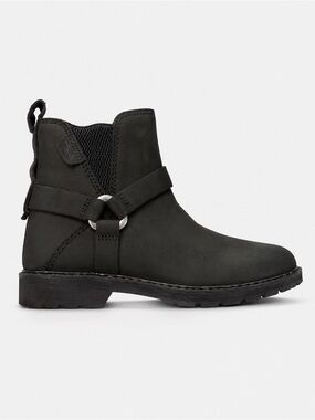 Teva Womens Black Nubuck Harness Ring Chelsea Ankle Boot Lug Sole